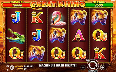 La machine à sous Great Rhino au Nighttrush Casino.
