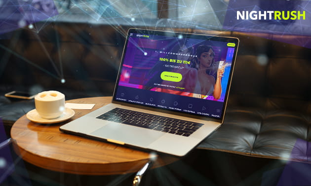 Le Casino Nighttrush représenté sur un ordinateur portable dans un café.