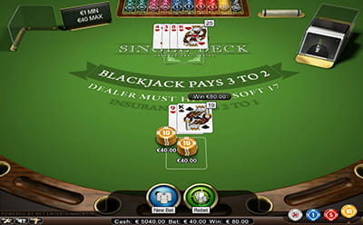 Blackjack Single Deck par NetEnt