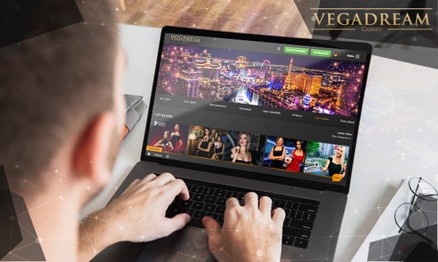 Le site Web du casino Vegadream sur un écran D'ordinateur portable.