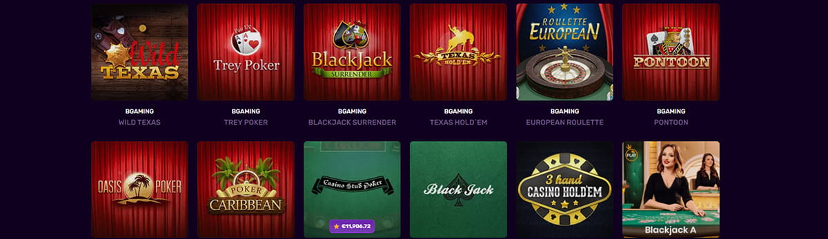 Les jeux de table dans Duxcasino.