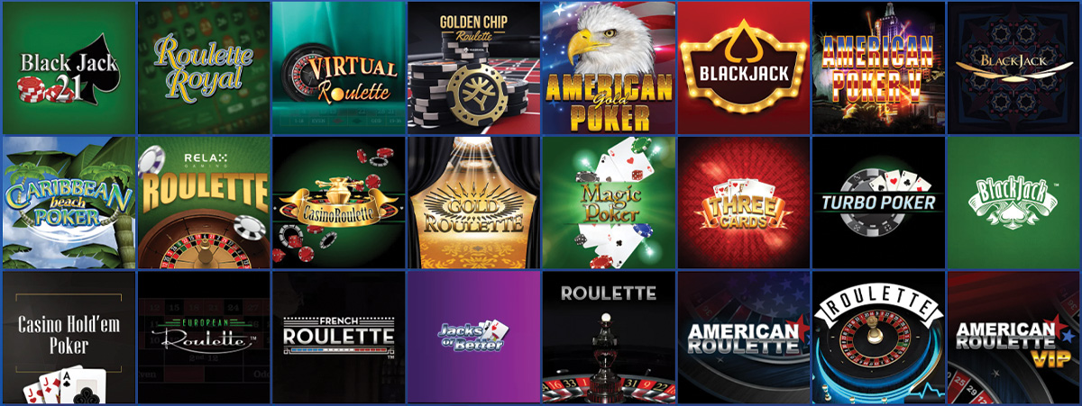 La sélection de jeux de table au casino Euslot.