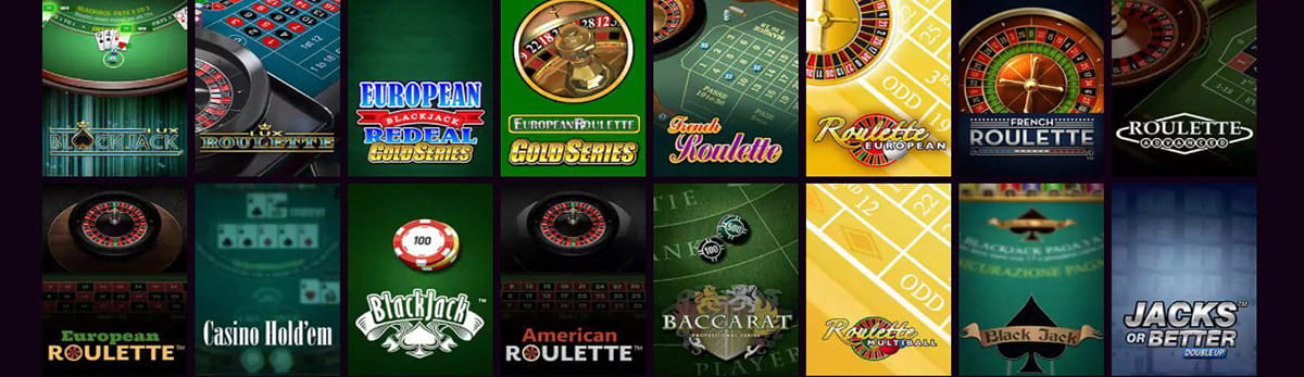 La sélection de jeux de table au LV Bet Casino.